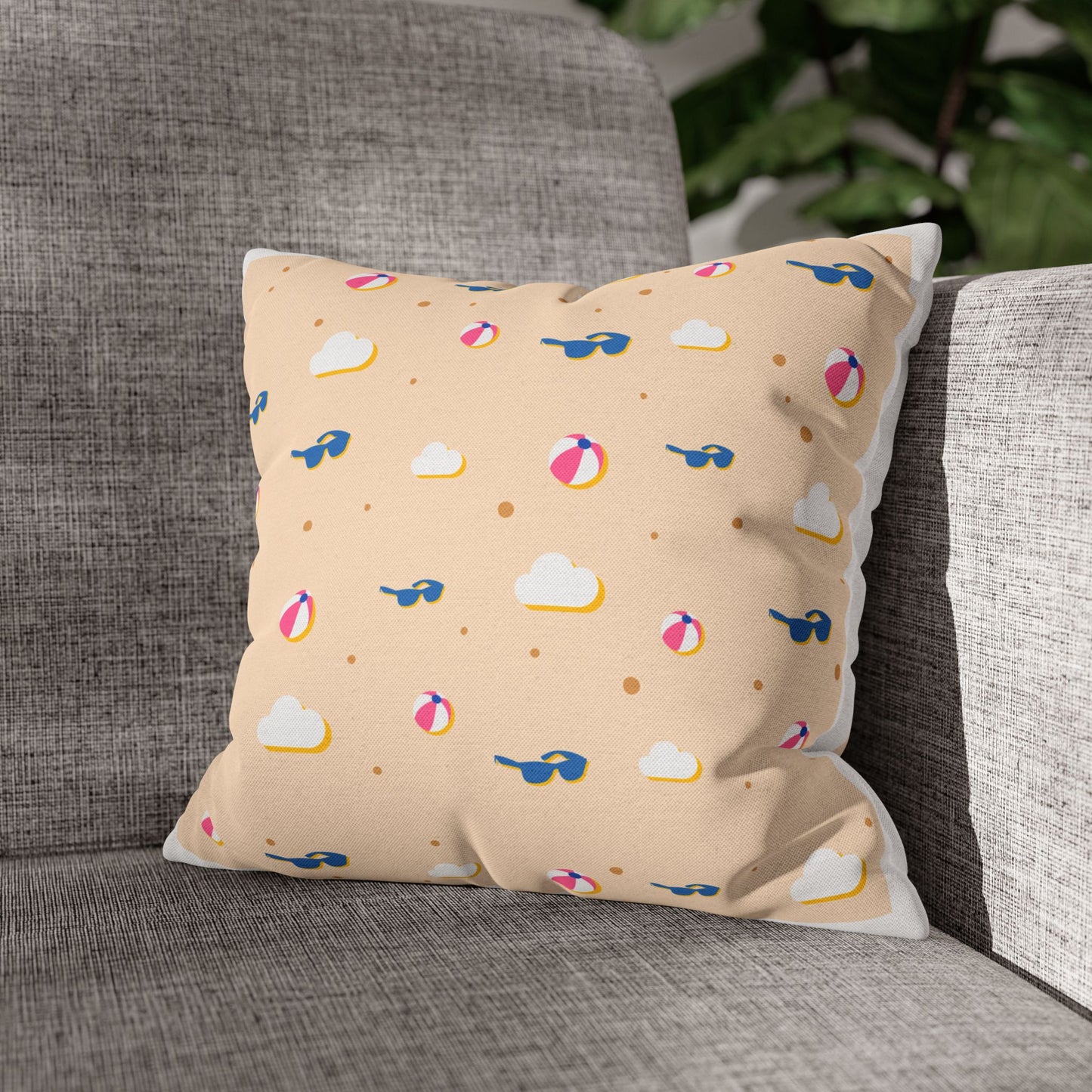 Beach-Themed Throw Pillow, Summer Decor, Nautical Home Accent, Coastal Cushion, Fun Beach Vibe, Tropical Gift