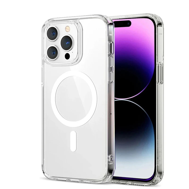 Original Clear For Magsafe Magnetic Wireless Charging Animation Case For iPhone 16 15 14 13 12 11 Plus Mini Pro Max XS XR Cover