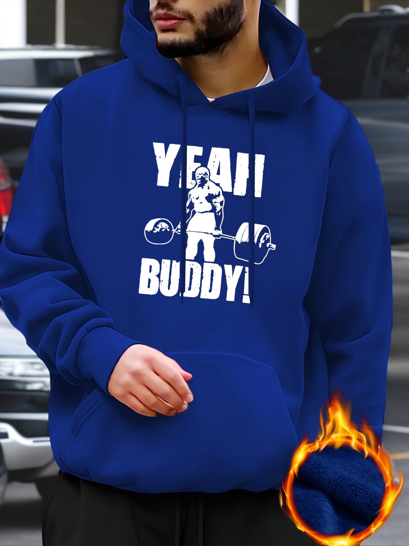 Fitness Print Hoodie, Cool Hoodies For Men, Men's Casual Pullover Hooded Sweatshirt With Kangaroo Pocket Streetwear For Winter Fall, As Gifts