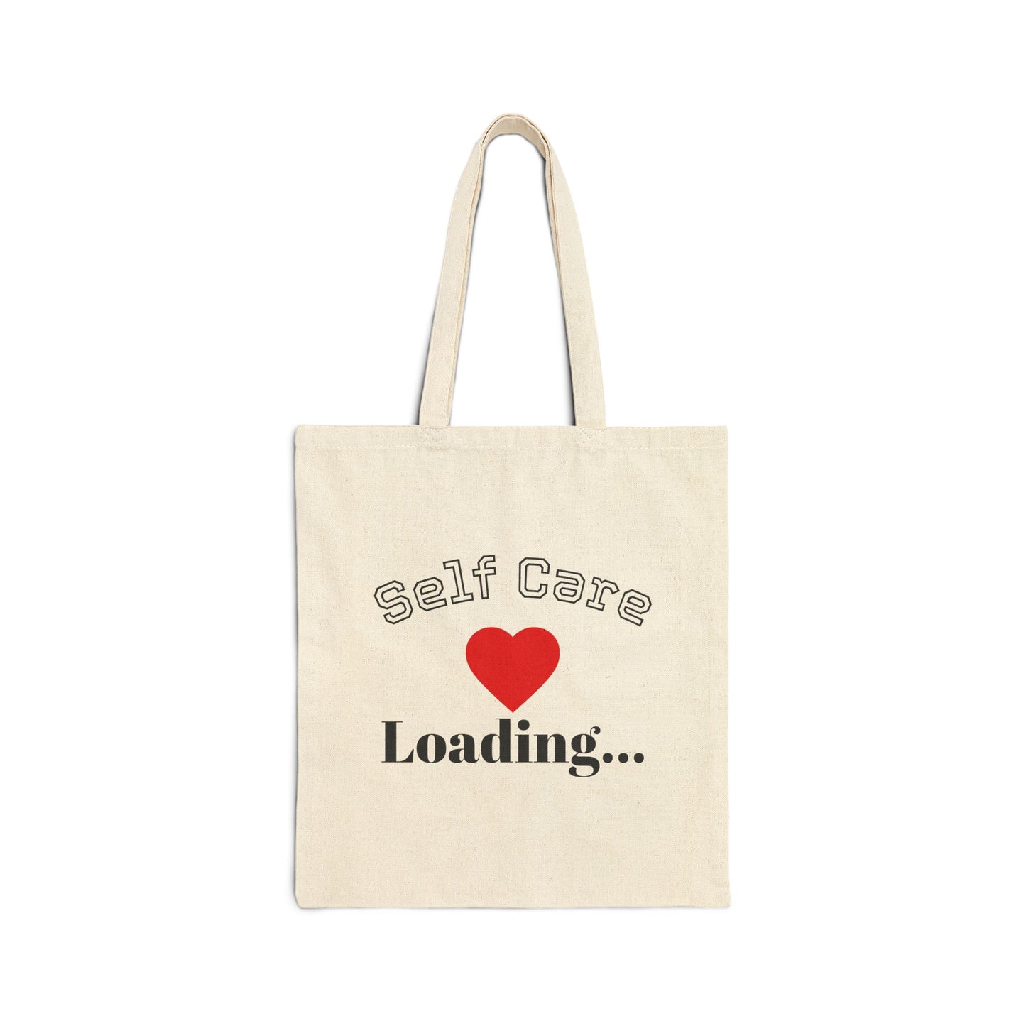 Self Care Loading Love Canvas Tote Bag - Charming Eco-Friendly Shopper for Self-Care Enthusiasts