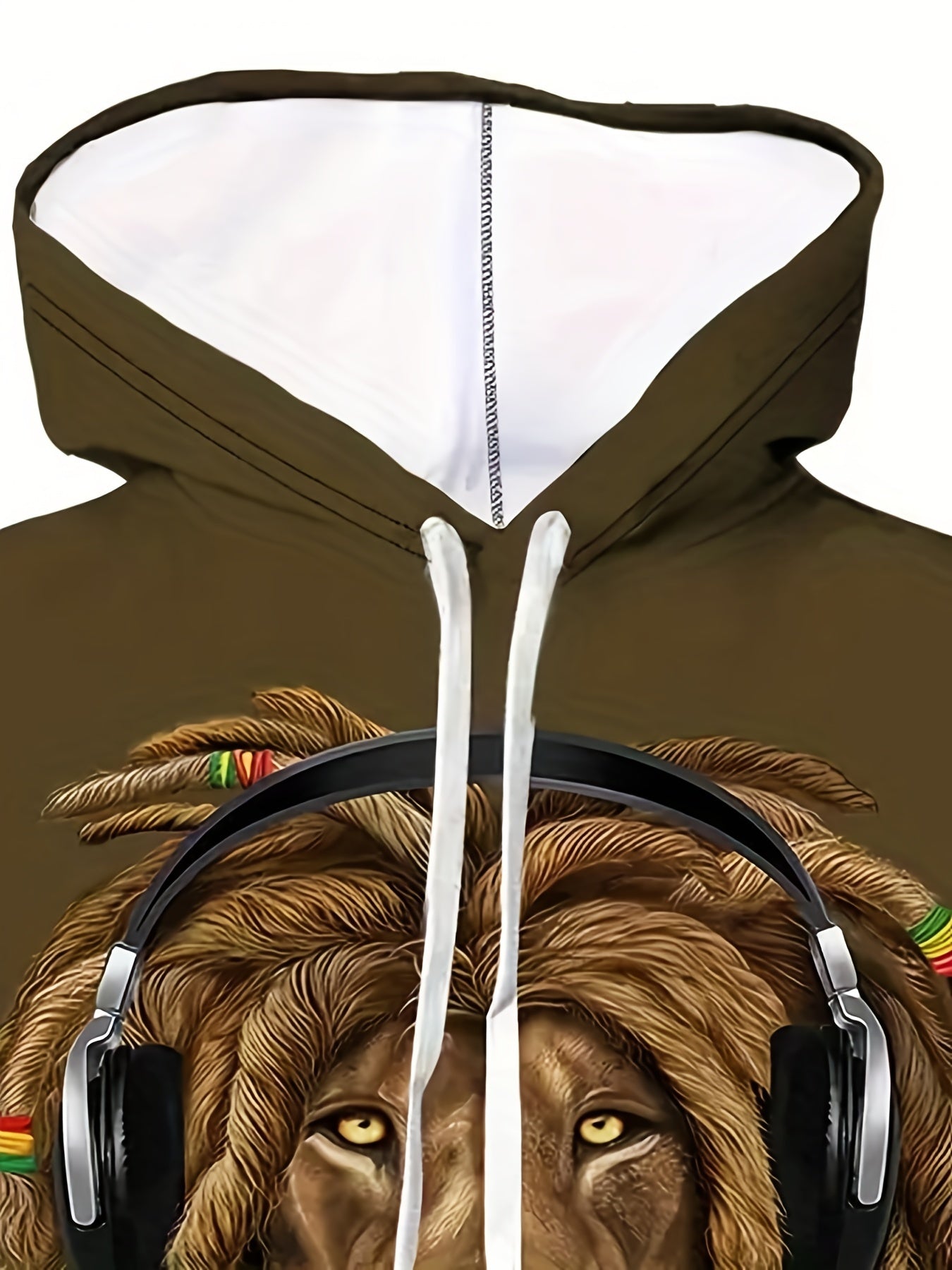 Stylish Lion Print Hoodie, Cool Hoodies For Men, Men'S Casual Graphic Design Pullover Hooded Sweatshirt With Kangaroo Pocket Streetwear For Winter Fall, As Gifts