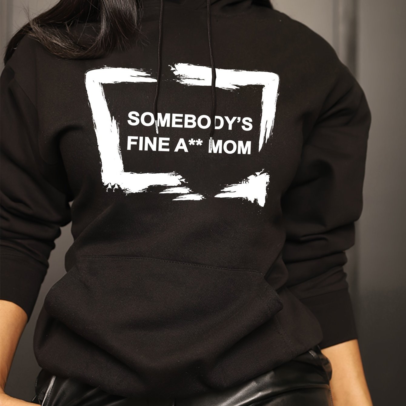 Letter Print Kangaroo Pocket Hoodie, Casual Long Sleeve Drawstring Hoodies Sweatshirt, Women's Clothing