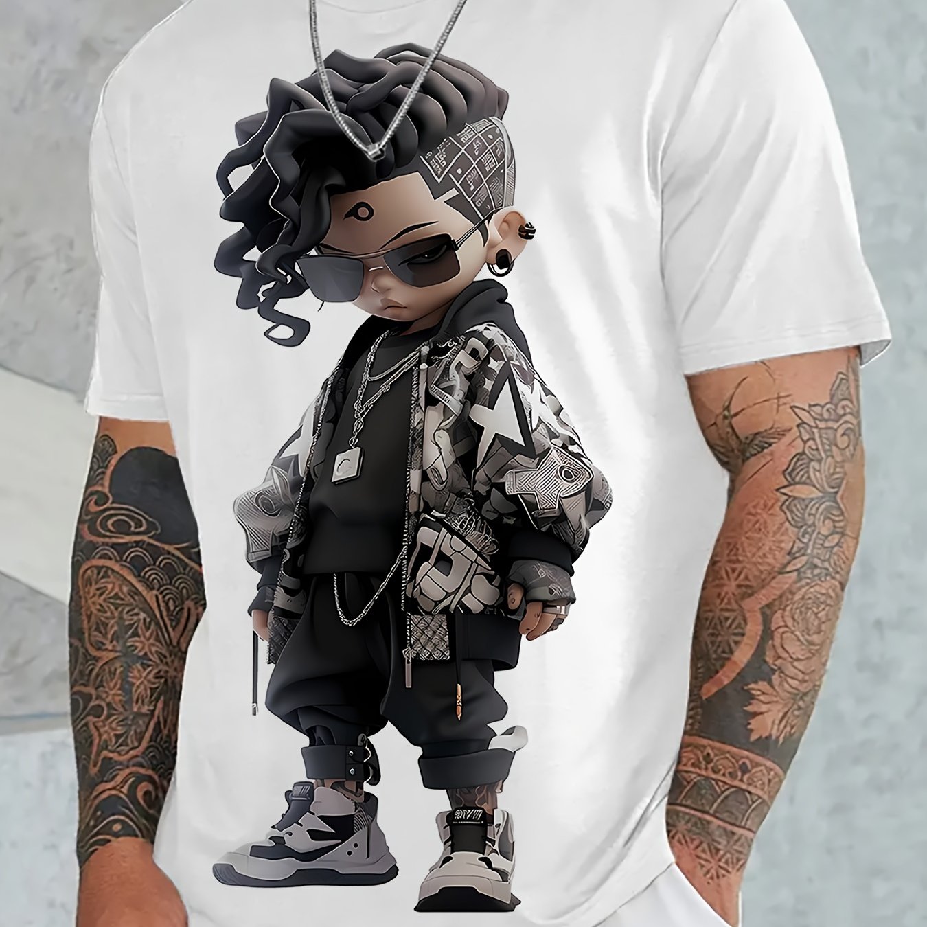 Vibrant Cool Boy Print Short Sleeve T-Shirts for Men - Stylish Summer Tees with Creative Designs, Breathable Fabric, and Relaxed Fit - Perfect for Casual Outings and Daily Wear