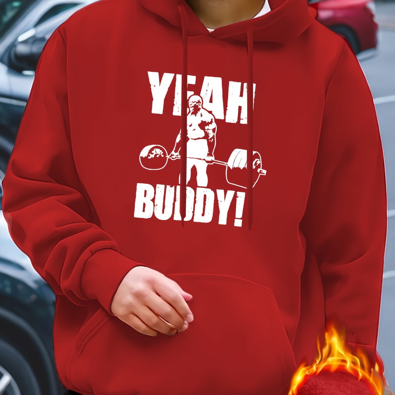 Fitness Print Hoodie, Cool Hoodies For Men, Men's Casual Pullover Hooded Sweatshirt With Kangaroo Pocket Streetwear For Winter Fall, As Gifts