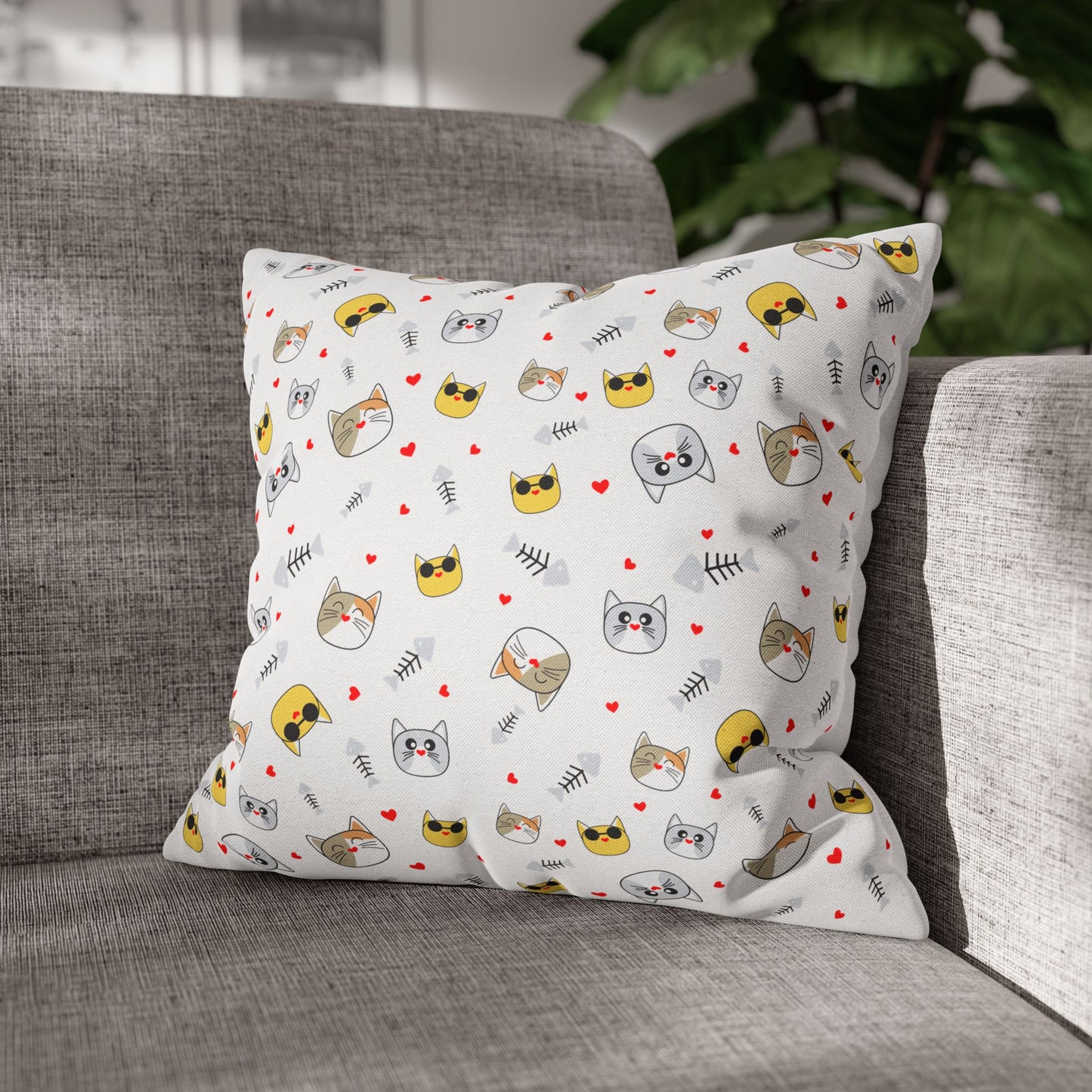 Cozy Cat-Themed Pillowcase, Fun Decorative Pillow Cover, Ideal for Cat Lovers, Home Décor, Perfect Gift for Cat Owners