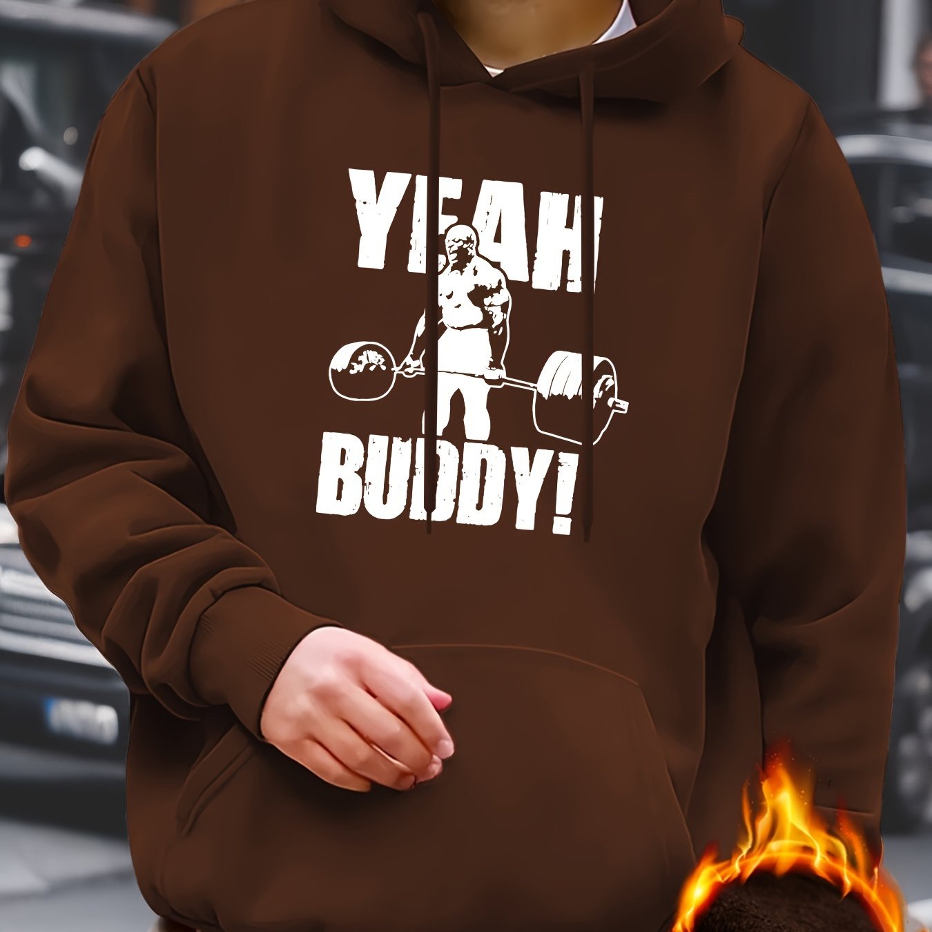 Fitness Print Hoodie, Cool Hoodies For Men, Men's Casual Pullover Hooded Sweatshirt With Kangaroo Pocket Streetwear For Winter Fall, As Gifts