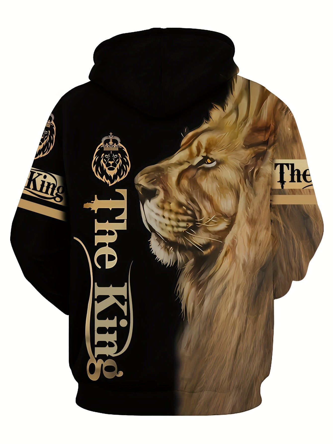 Lion Print Hoodie, Cool Hoodies For Men, Men's Casual Graphic Design Long Sleeve Pullover Hooded Sweatshirt With Kangaroo Pocket Streetwear For Winter Fall, As Gifts