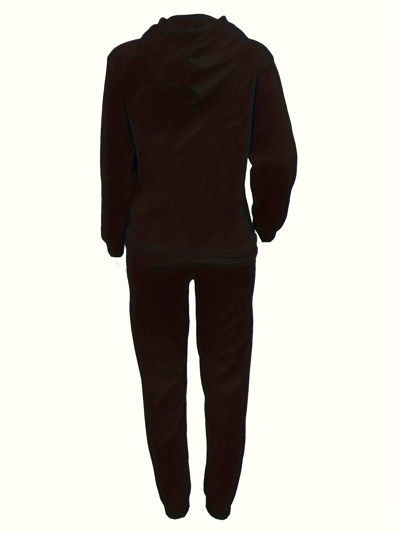 Letter Print Casual Two-piece Set, Drawstring Long Sleeve Hoodies & Workout Jogger Pants Outfits, Women's Clothing