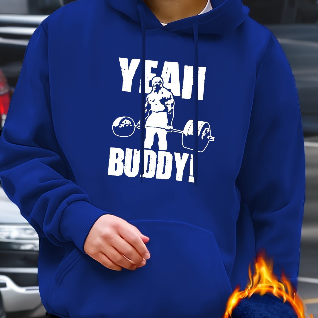 Fitness Print Hoodie, Cool Hoodies For Men, Men's Casual Pullover Hooded Sweatshirt With Kangaroo Pocket Streetwear For Winter Fall, As Gifts