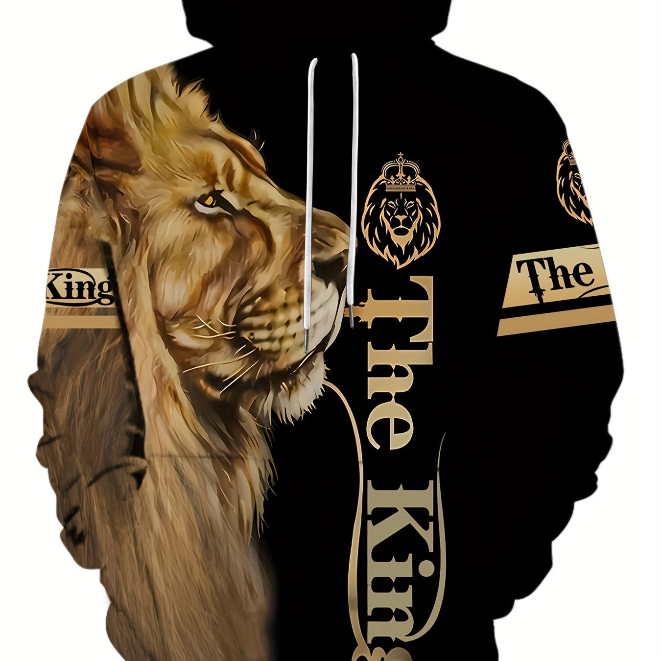 Lion Print Hoodie, Cool Hoodies For Men, Men's Casual Graphic Design Long Sleeve Pullover Hooded Sweatshirt With Kangaroo Pocket Streetwear For Winter Fall, As Gifts