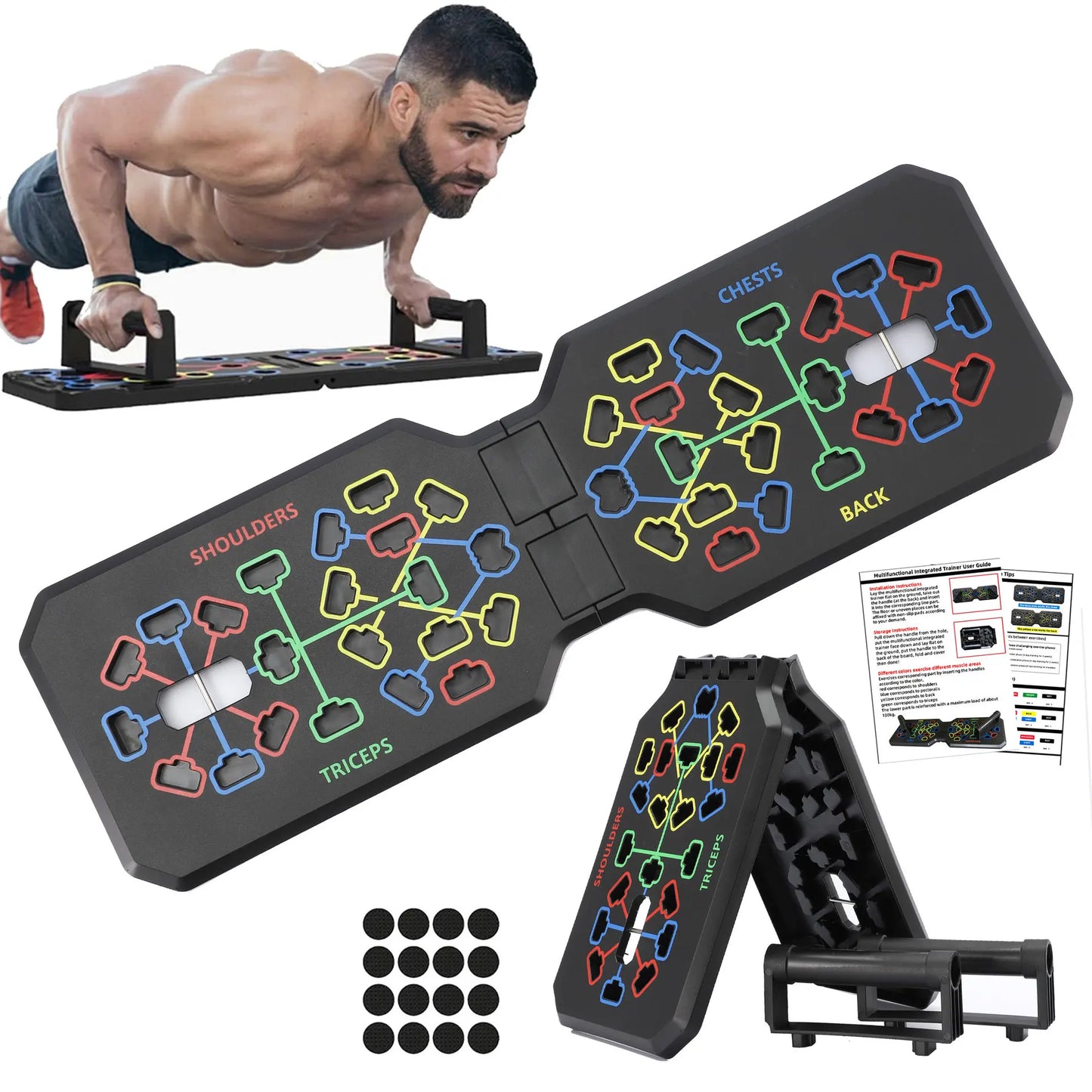 Foldable Fitness Equipment Portable Multifunctional Push-up Board Set With Handles For Chest Abdomen Arms And Back Training