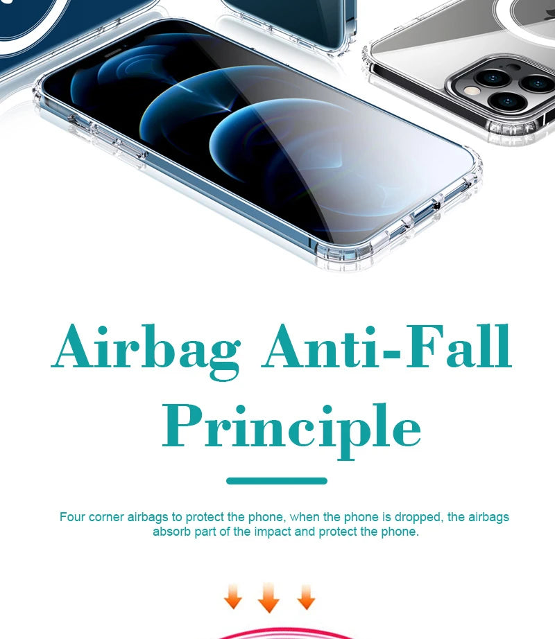 Original Clear For Magsafe Magnetic Wireless Charging Animation Case For iPhone 16 15 14 13 12 11 Plus Mini Pro Max XS XR Cover