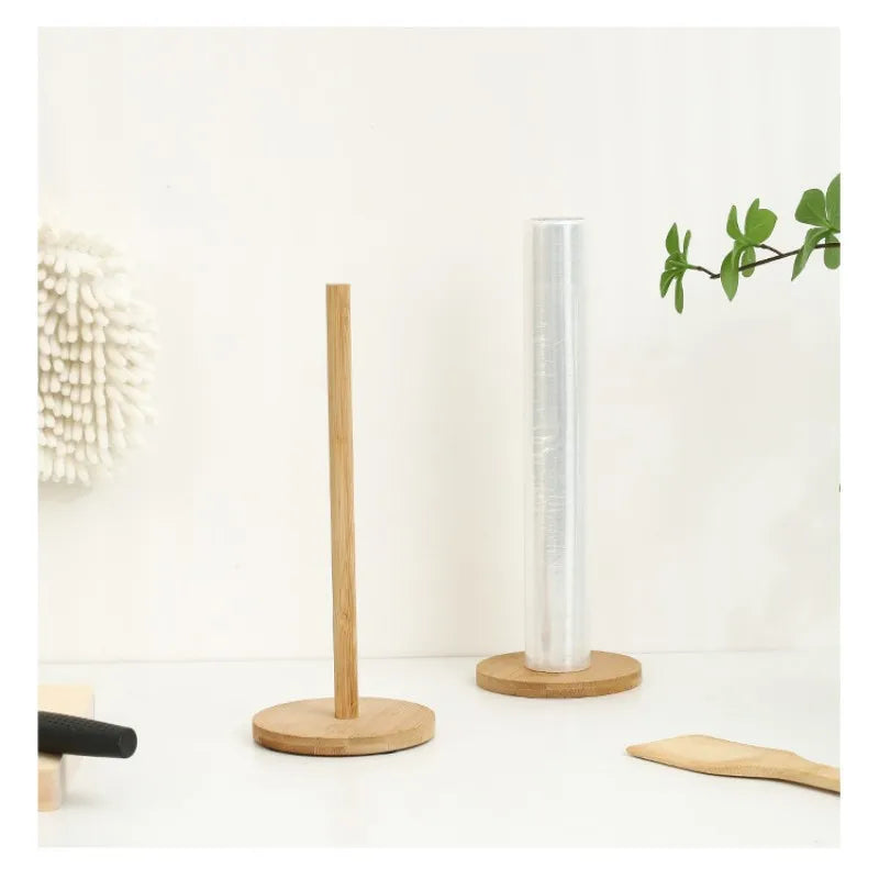 Kitchen Wooden Roll Paper Towel Holder Bathroom Tissue Stand Dining Table Vertical Napkins Rack Toilet Storage Accessories