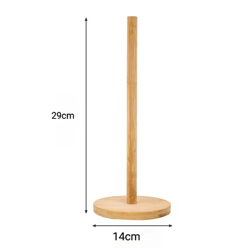 Kitchen Wooden Roll Paper Towel Holder Bathroom Tissue Stand Dining Table Vertical Napkins Rack Toilet Storage Accessories
