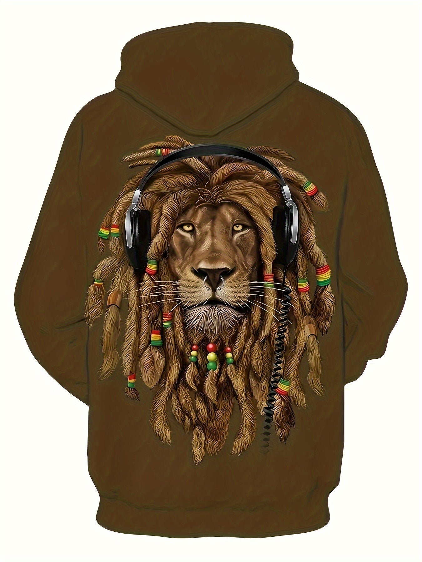Stylish Lion Print Hoodie, Cool Hoodies For Men, Men'S Casual Graphic Design Pullover Hooded Sweatshirt With Kangaroo Pocket Streetwear For Winter Fall, As Gifts