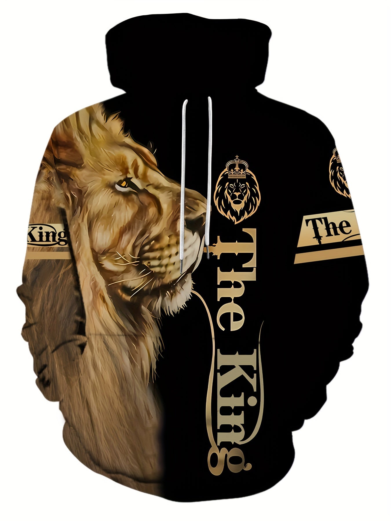 Lion Print Hoodie, Cool Hoodies For Men, Men's Casual Graphic Design Long Sleeve Pullover Hooded Sweatshirt With Kangaroo Pocket Streetwear For Winter Fall, As Gifts