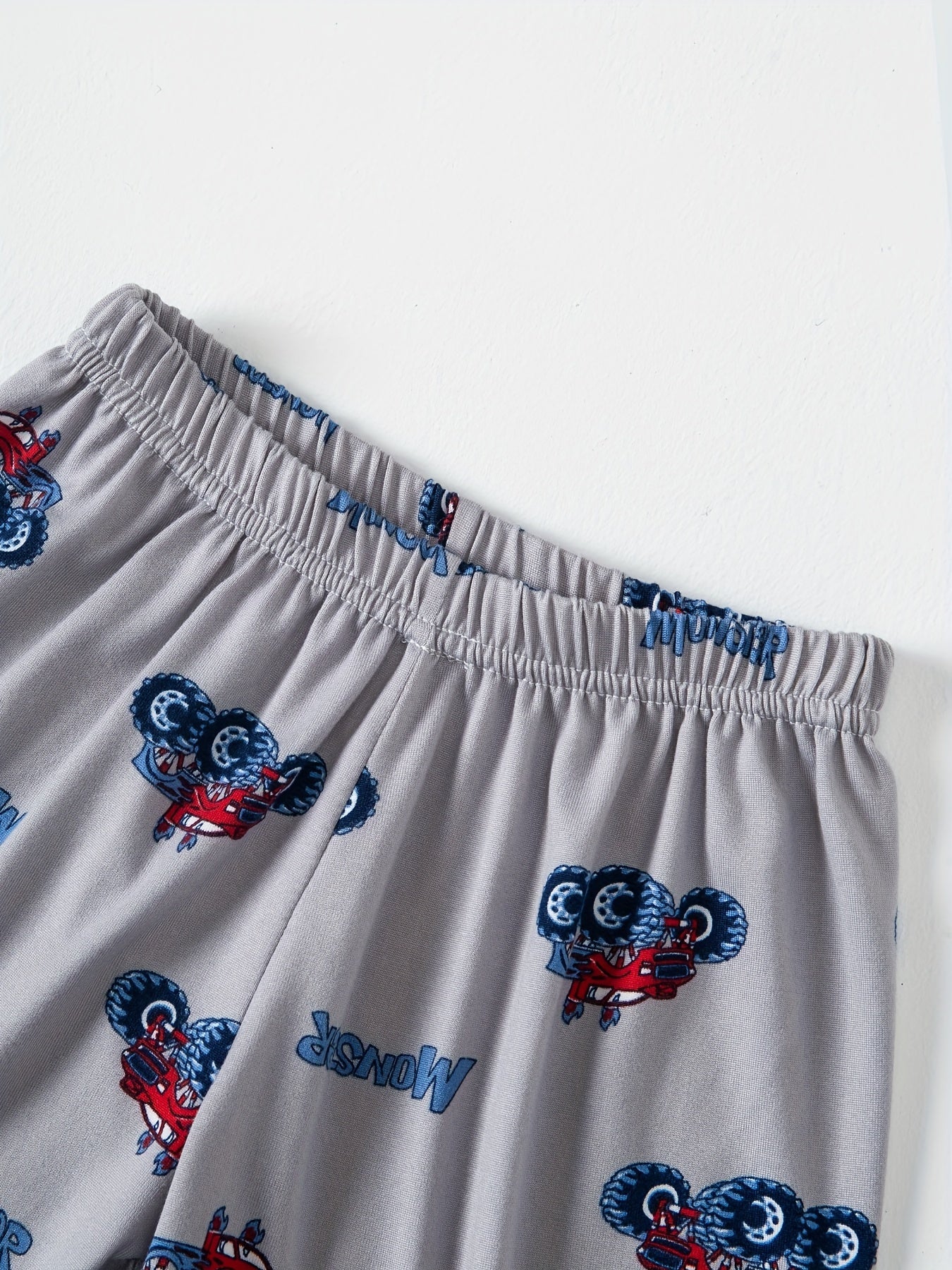 2 Pcs Boys Cute Pajama Sets, Allover Off-road Vehicle Print Short Sleeve T-Shirts & Shorts, Comfortable & Cute Style Pajamas For Boys Cozy Loungewear